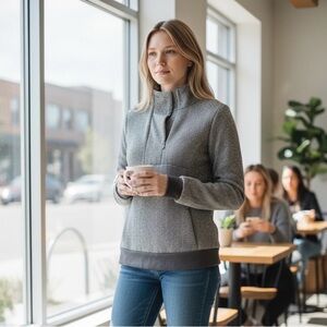 Kyodan Women's Gray Half-Zip Cowl Pullover